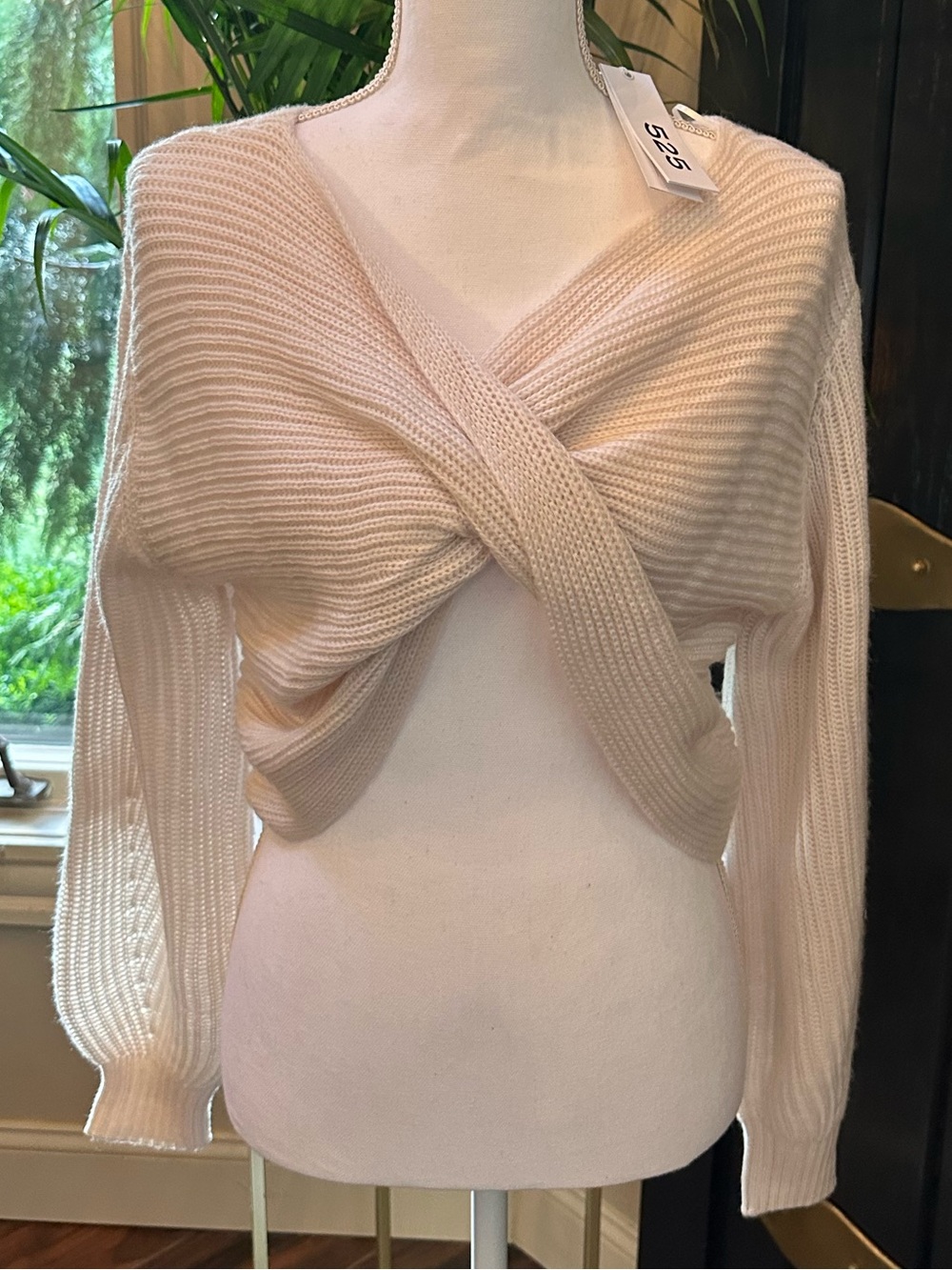 NWT REVOLVE 525 AMERICA two way forever knot cropped sweater Bare SP22SO71 Sz XS